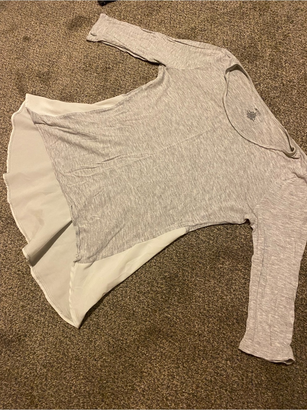 Jennifer Lopez Light Gray High-Low Long Sleeve Top